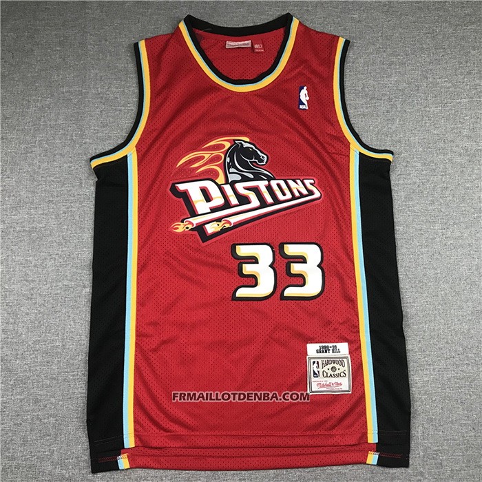 Maillot Detroit Pistons Grant Hill NO 33 Mitchell & Ness 1999-00 Rouge